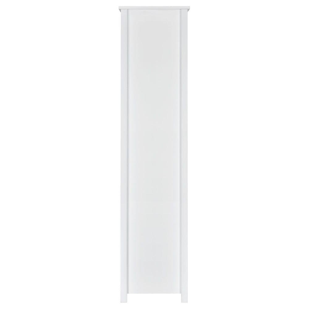 English Elm Dylan White High Gloss 4-Shelf Bookshelf with Curved Glass Top, Bottom Drawer & Sleek Modern Storage cabinetry B062P344933