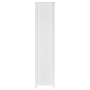 English Elm Dylan White High Gloss 4-Shelf Bookshelf with Curved Glass Top, Bottom Drawer & Sleek Modern Storage cabinetry B062P344933