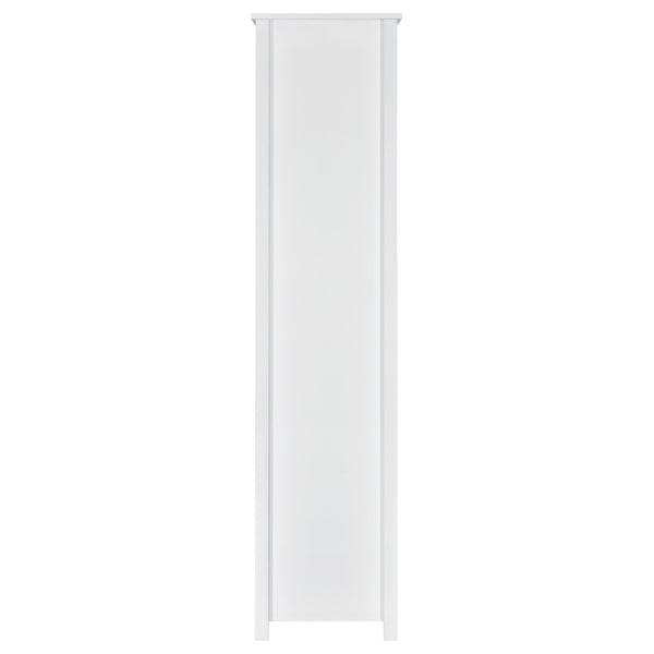 English Elm Dylan White High Gloss 4-Shelf Bookshelf with Curved Glass Top, Bottom Drawer & Sleek Modern Storage cabinetry B062P344933