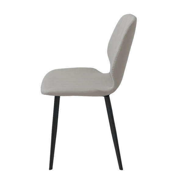 English Elm Modern Faux Leather Dining Chairs with Matte Black Legs Set of Two Gray Seating W1535P449690