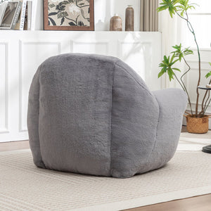 English Elm Bean Bag Chair – Plush Faux Fur Floor Sofa With Back Support For Ultimate Comfort In Any Room W2200P326889