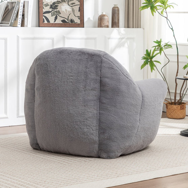 English Elm Bean Bag Chair – Plush Faux Fur Floor Sofa With Back Support For Ultimate Comfort In Any Room W2200P326889
