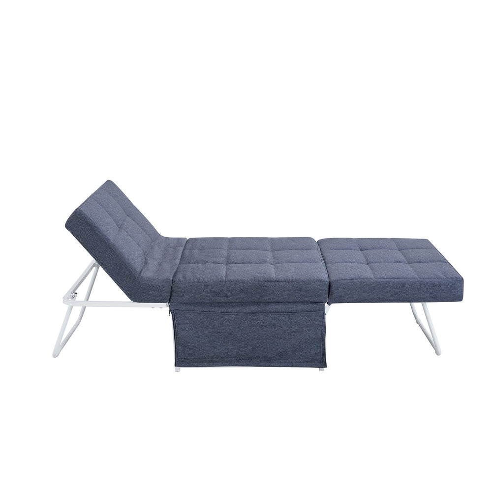 English Elm Folding Ottoman Bed with Adjustable Backrest, Metal Frame 550lb Capacity, Space-Saving Convertible Futon Sofa Chair W1935P256906