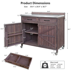 English Elm K&k Outdoor Modular Kitchen Island 2 Piece Fir Wood Stainless Steel Sink Station N707S000024Z