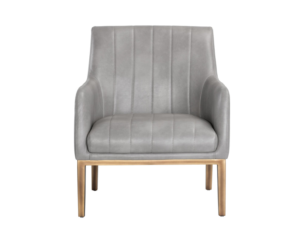 Sunpan Wolfe Lounge Chair - Retro Mid-Century Design with Channel Stitching and Rustic Bronze Steel Frame Bravo Metal