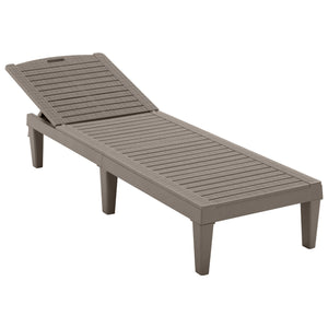 English Elm 2-Piece Outdoor Chaise Lounges with 5-Position Adjustable Backrest, UV-Proof Resin, Lightweight & Durable Light Brown N719P293384D