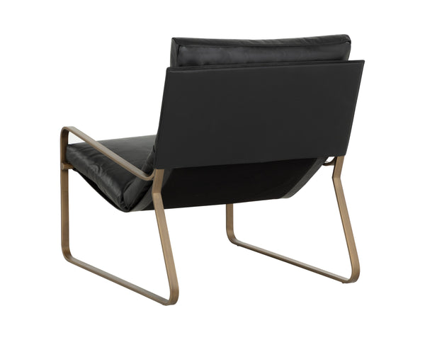 Sunpan Zancor Lounge Chair - Luxurious Leather Comfort with Unique Handcrafted Design for Stylish Relaxation Antique Brass / Charcoal Black Leather