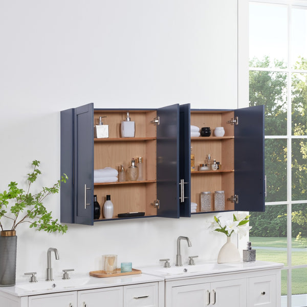 English Elm Wood Hanging Cabinet With Doors – Stylish Blue Storage Solution For Home Or Office Organization W914P292875-GIGA