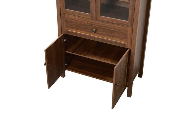 English Elm Dome Top Apothecary Cabinet Antique Inspired Tall Storage with Arched Silhouette Walnut,Walnut Brown W1785S00001