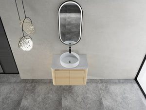 English Elm 30'' Wall-Mounted Bathroom Vanity With Ceramic Art Sink, Soft-Close Doors & Modern Plywood Design W999S00462