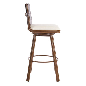 English Elm Christopher Knight Home® - Sibyl Upholstered Bar Stool Set of 2 – Walnut Metal Frame, Cloud-Soft Beige Seat, Durable Faux Leather Backrest N775P340827B