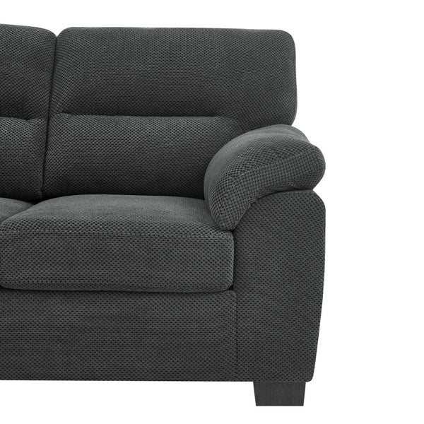 English Elm 3-seater Track Arm Sofa Tufted Textured Fabric Couch for Modern Living Rooms Dark Gray W5568S00009