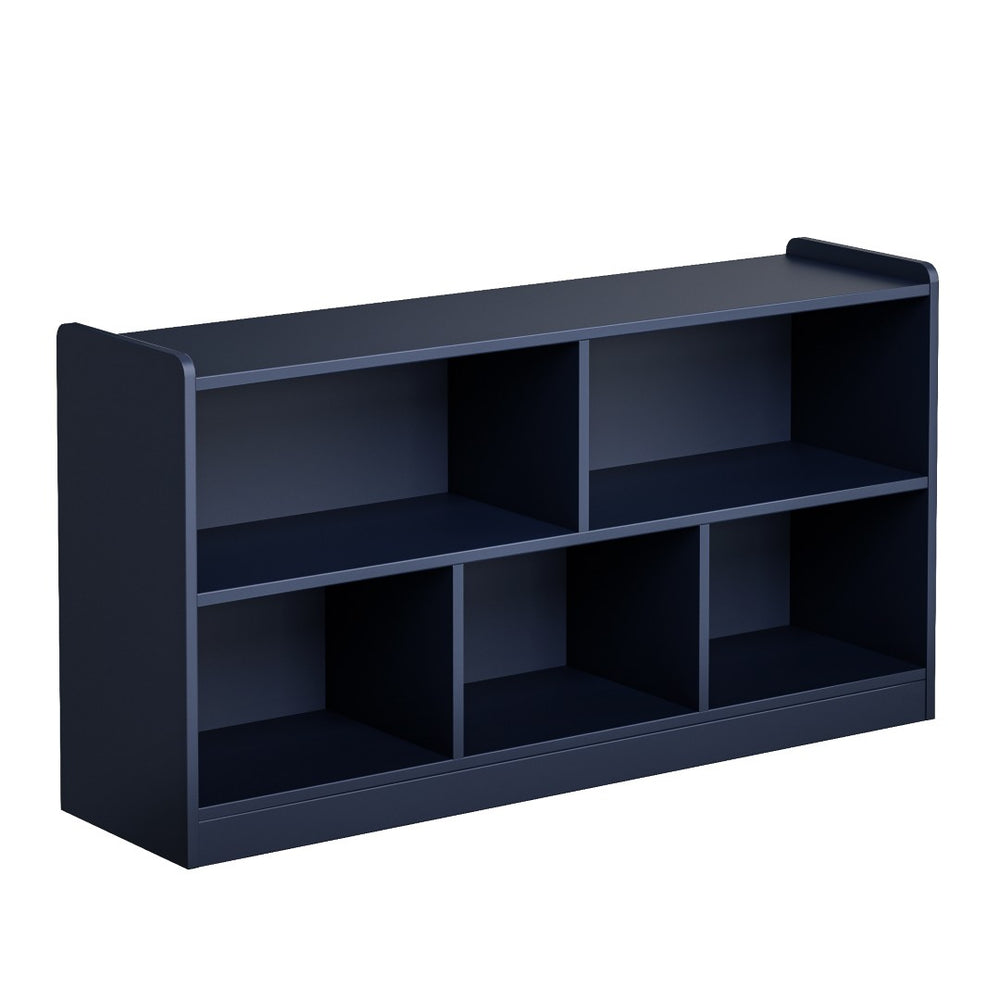 English Elm Wooden Five Cube Open Organizer Low Profile Montessori Bookshelf for Playroom or Nursery Navy Blue T3210P476849