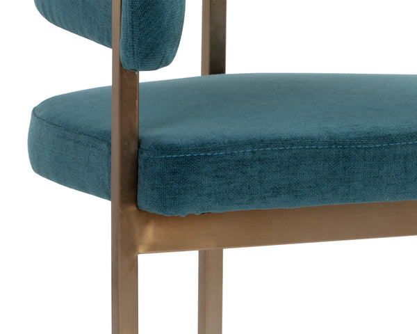Sunpan Marris Dining Armchair - Modern Elegance with Sleek Design and Luxurious Stainless Steel Frame Gold / Danny Teal