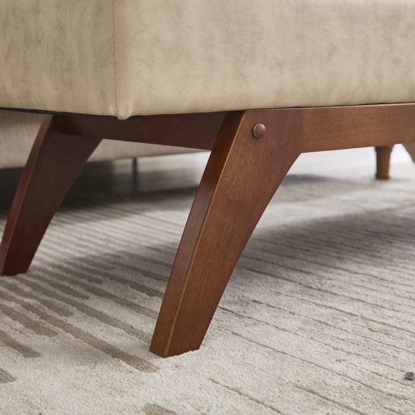 English Elm COOLMORE Teddy fabric storage bench with solid wood feet, hidden compartment for tidy bedroom organization Camel W1539P242722