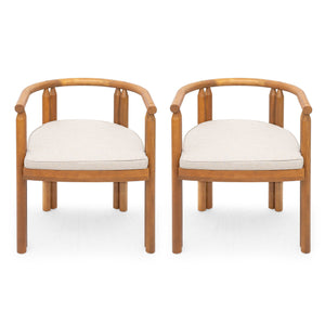 English Elm Christopher Knight Home® - Cove Acacia Wood Dining Chair Set Of 2 With Teak Finish And Beige Cushions For Indoor/Outdoor Use N775P329653T