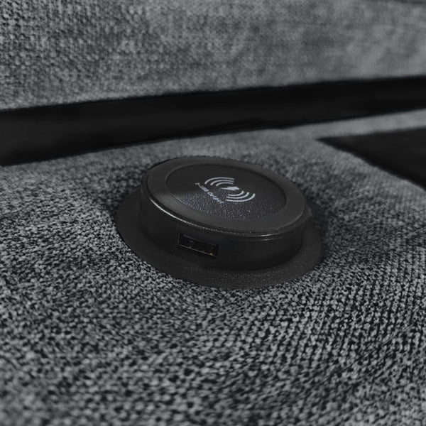 English Elm Convertible Sectional Sofa Bed with Dual Pull-Out Sleepers, Flip-Top Table, USB Ports & Storage Dark Gray N719S002090R