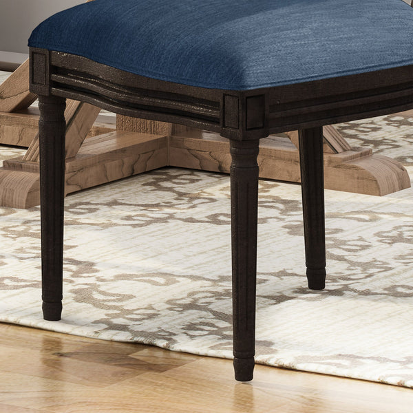 English Elm Christopher Knight Home® - DININGCHAIR Handcrafted Wicker & Fabric Dining Chair Set with Padded Seat, Rubberwood Frame Elegance Navy Blue 65164.00NBLU