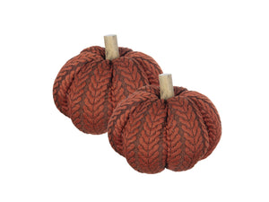 English Elm Set Of 2 Orange Fabric Pumpkins – Cozy Autumn Decor For Thanksgiving, Harvest Festivals & Home Styling W2078P375842-GIGA