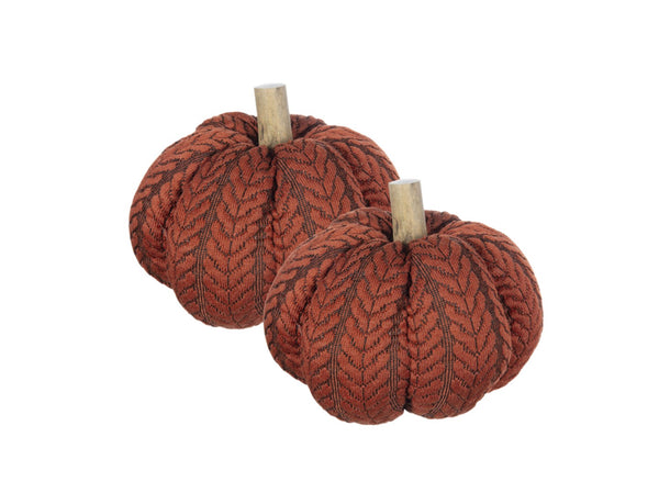 English Elm Set Of 2 Orange Fabric Pumpkins – Cozy Autumn Decor For Thanksgiving, Harvest Festivals & Home Styling W2078P375842-GIGA