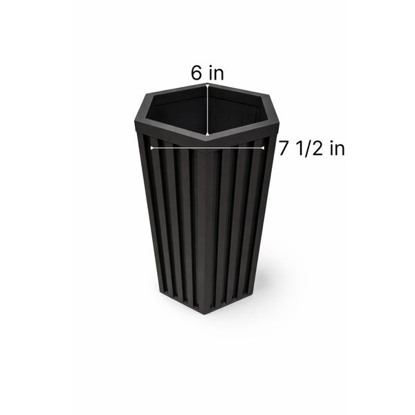 English Elm Hexagon Column Outdoor Planter Aluminum Wood Tone Finish Architectural Patio Accent B2755P499645