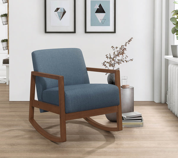 English Elm 1pc Horae Rocker Accent Chair with Plush Cushioning and Ergonomic Curved Frame for Cozy Relaxation Blue 33.25 L x 26.5 W x 21.5 H B011126011
