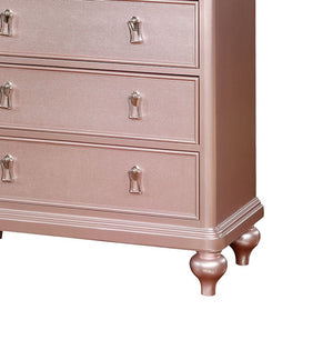 English Elm Contemporary Chic Chest with Gold Accents, Acrylic Trim, Metal Bracket Legs and Dust‑Proof Drawers Rose Gold 21 L x 39 W x 52 H B2741P372223