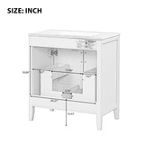 English Elm 30" Bathroom Vanity With Sink, Multi-Functional Bathroom Cabinet With Doors and Drawers, Solid Frame and Mdf Board, Green