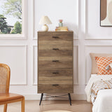 English Elm 5-Drawer Chest - Spacious and Stylish Chest Of Drawers, Dresser For Bedroom, Closet, Hallway, 23.6"W X 15.7"D X 48"H, Rustic Walnut