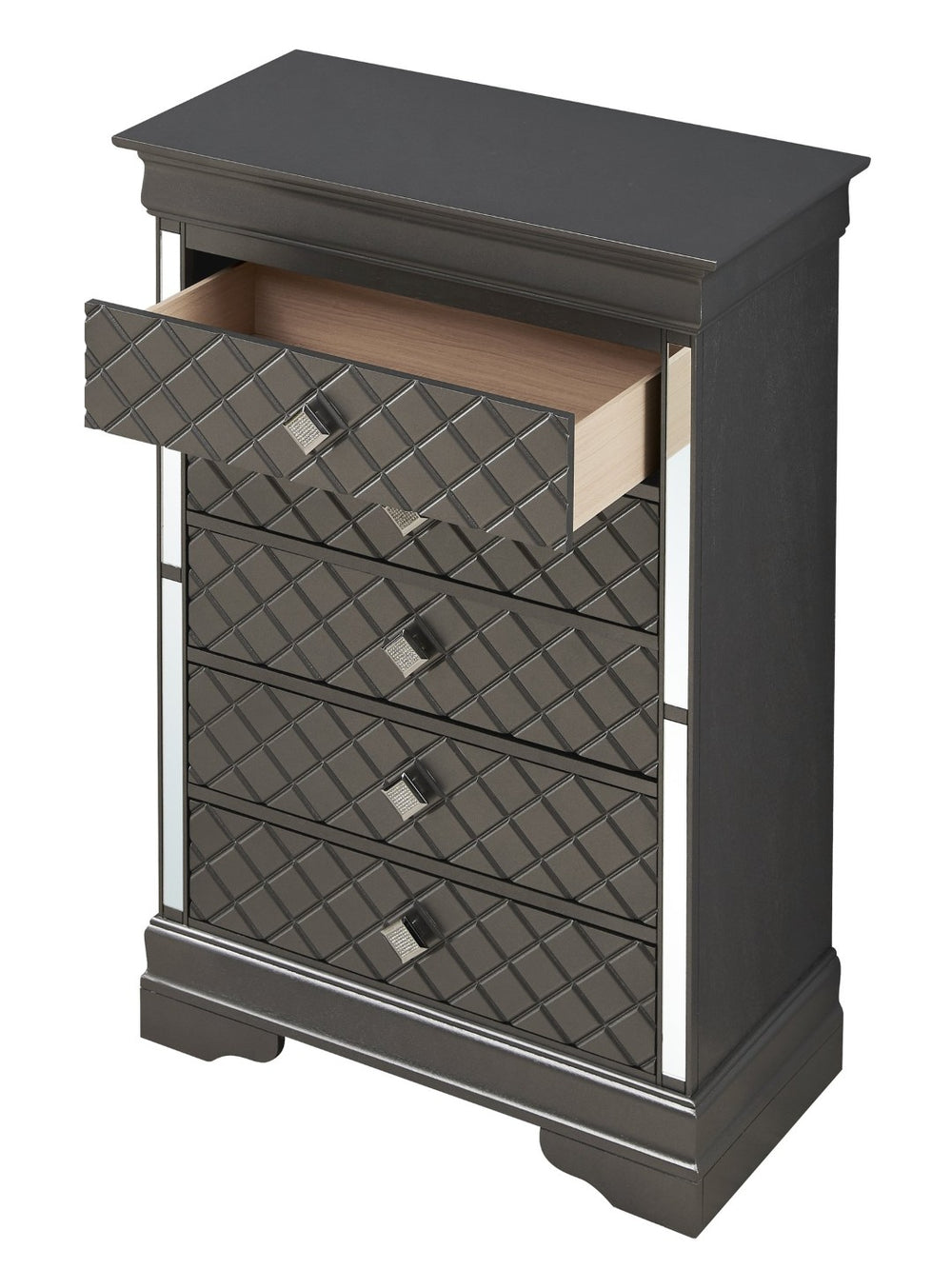 English Elm Verona Contemporary Chest In Metallic Black With Silver Champagne Design – Ample Storage, No Assembly B078108373-GIGA