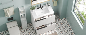 English Elm Christopher Knight Home® - 30" Elegant Bathroom Vanity With Fluted Design, Ceramic Sink, Full-Extension Drawers & Soft-Close Slides N817P295760W