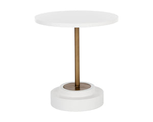 Sunpan Marlowe 27.5" Round Bistro Table with Concrete Top and Stylish Steel Frame for Indoor & Outdoor Use Antique Brass / White