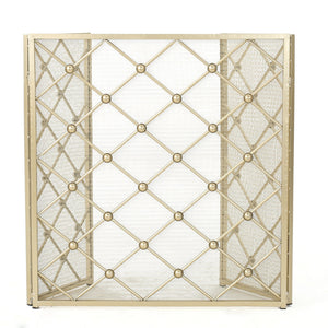 English Elm Christopher Knight Home® - FIRE Prater Iron Fireplace Screen - Black Finish Decorative Hearth Guard, Embers Protection, No Assembly Needed 61128.00GLD