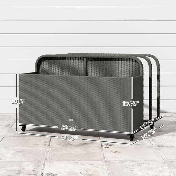 English Elm Outsunny Pe Rattan Outdoor Pool Float Organizer with Rolling Wheels Resort Style W2225P485590