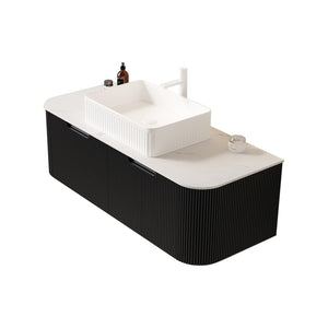 English Elm Dina Floating Bathroom Vanity with Crystal Glass Basin and Sintered Stone Top Black,Carrara White,White W2615S00170