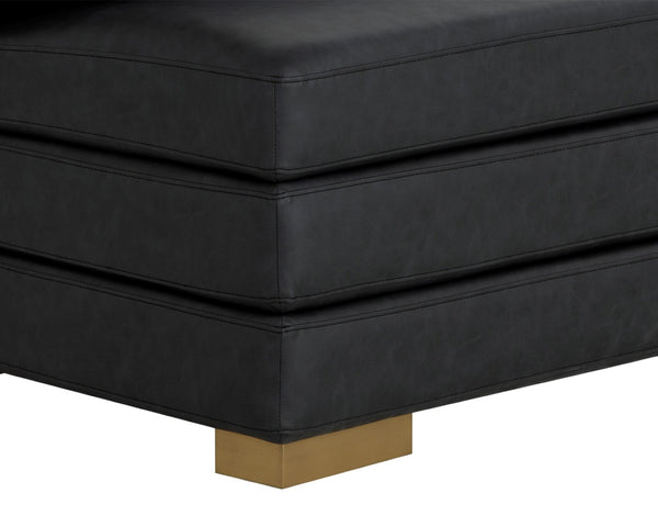 Sunpan RADCLIFF Banquette - Luxe Bravo Black Faux Leather Seating with Gold Stainless Steel Legs, Modern Design 112023