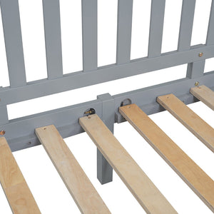 English Elm Full Size Pinewood Kids Daybed with Fence Rails Split Floor Bed and Storage Drawers Gray LP100882AAE