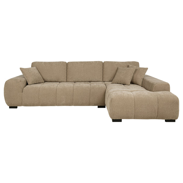 English Elm Plather Luxe Upholstered Sectional with Right Chaise, Grid-Tufted Reversible Cushions & Sturdy Block Legs Camel B062S01355
