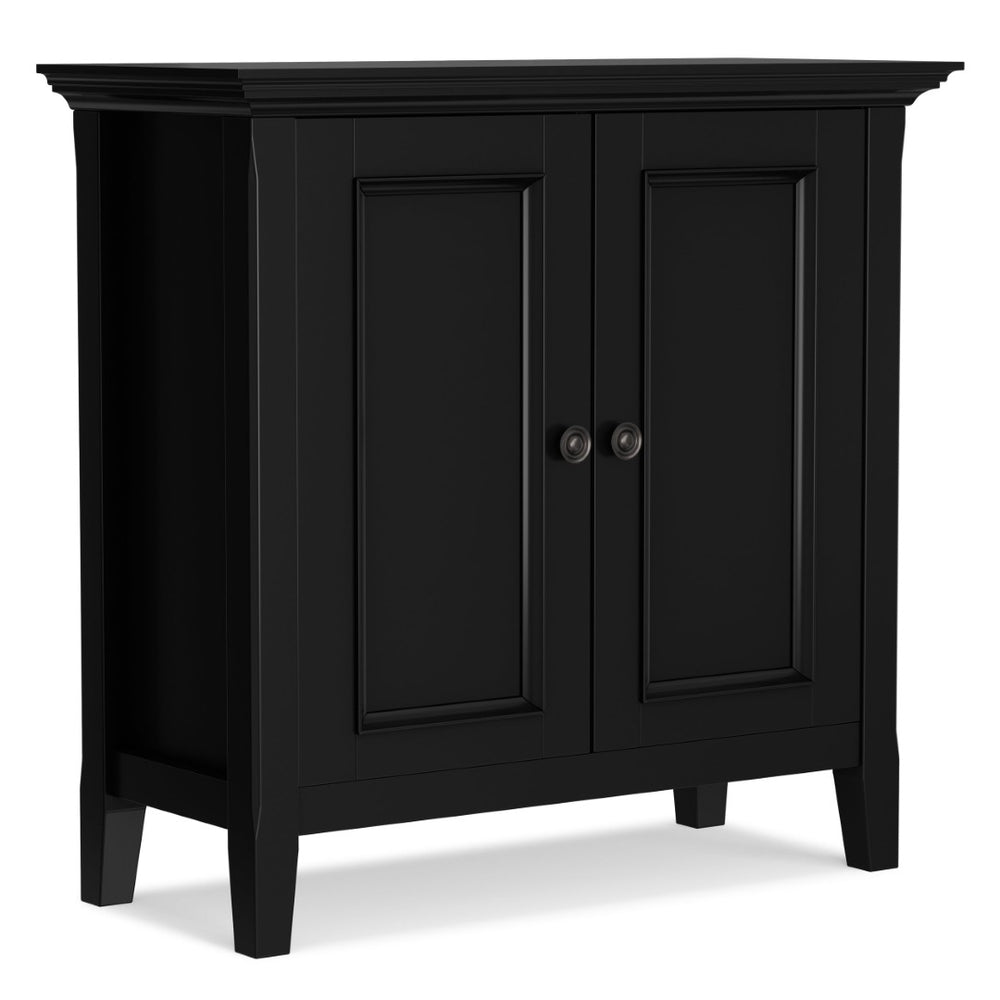 English Elm Amherst Solid Pine Low Cabinet Matte Black Finish Transitional Storage for Any Room B136P436063