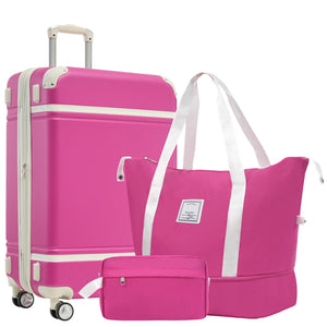 English Elm Hardshell Abs Suitcase Set with Duffel and Toiletry Bag Tsa Lock Spinner Wheels Pink N732P193484H