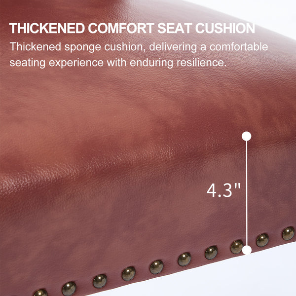 English Elm Bar Stools Set Of 2 - Stylish Brown Leather & Wood Design, 26" Height, Perfect For Dining & Bars W2195P290197