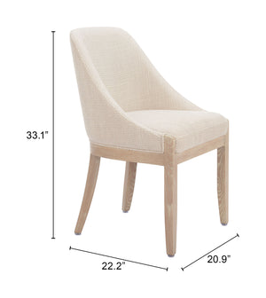 Zuo Modern Calmo Dining Chair Beige - Stylish Modern Design In High-quality Fabric And Solid Ash Wood For Your Home Beige 100% Polyester,Plywood,Solid Ash Wood 110646-zuo-modern