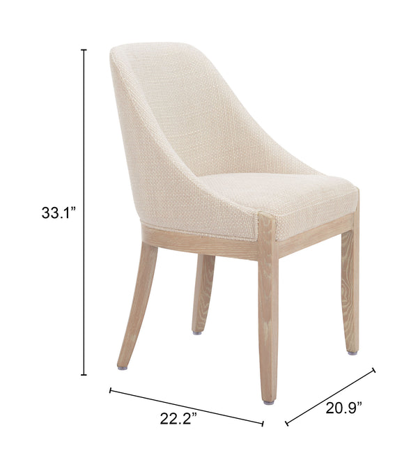 Zuo Modern Calmo Dining Chair Beige - Stylish Modern Design In High-quality Fabric And Solid Ash Wood For Your Home Beige 100% Polyester,Plywood,Solid Ash Wood 110646-zuo-modern