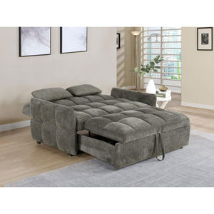 English Elm Alvara Dark Grey Tufted Sleeper Sofa Bed with 1" Memory Foam Topper, Compact Pull-Out Comfort B062P357830
