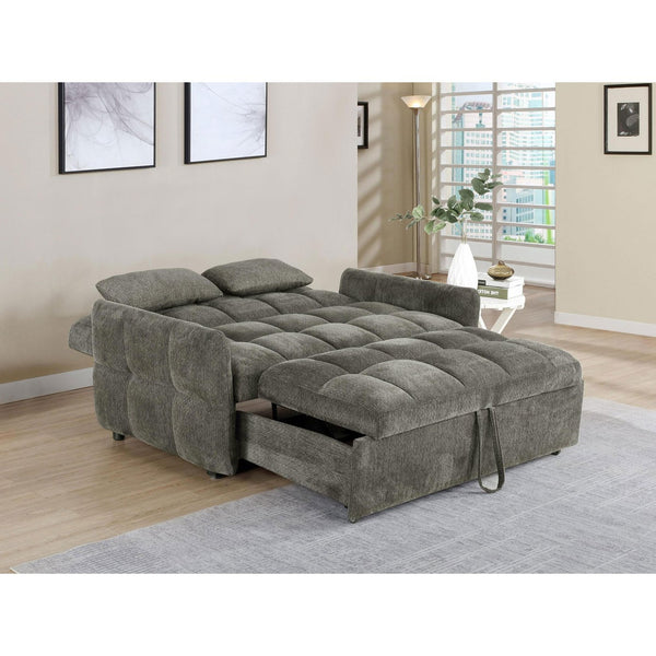 English Elm Alvara Dark Grey Tufted Sleeper Sofa Bed with 1" Memory Foam Topper, Compact Pull-Out Comfort B062P357830