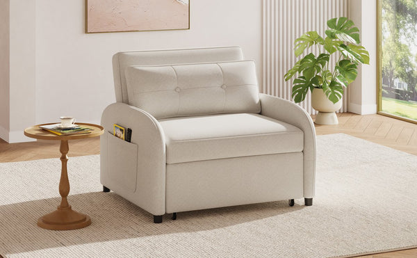 English Elm Christopher Knight Home® - (Old 3-in-1 Convertible Sleeper Sofa Bed with Pillow & Pocket, Compact Loveseat with Pull-Out Bed and Wheels Beige N765P34284849W