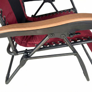 English Elm Oversized Zero Gravity Patio Recliner with Mesh Seat Wood Arms and Cup Holder W5159P445931