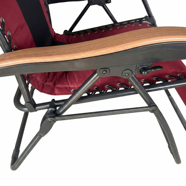 English Elm Oversized Zero Gravity Patio Recliner with Mesh Seat Wood Arms and Cup Holder W5159P445931