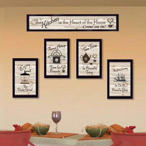 English Elm Trendy Farmhouse Five Piece Framed Vignette Set for Living Room or Bedroom Wall B06787054