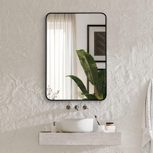 English Elm 22x30 Black Metal Framed Rectangular Bathroom Mirror - 4mm HD Glass, Shatterproof, Rustproof Frame W2203P302131